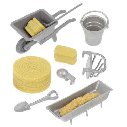 FUNNETOYU 8 Stück Teiliges Miniatur Bauernhof Spielset für Kleinkinder Realistische Farm Accessoires für Sandtisch Puppenhaus Dekoration Leicht und Tragbar Fördert Kreatives Rollenspiel und von FUNNETOYU