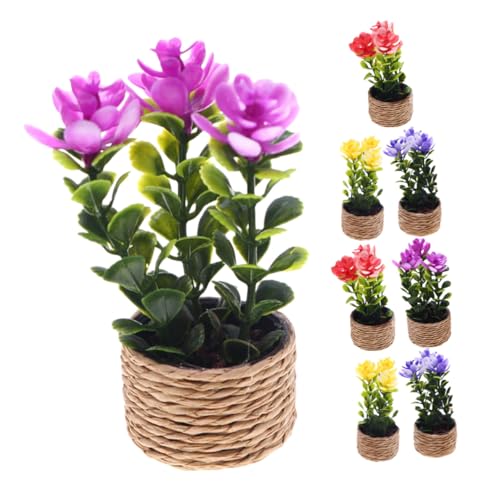 FUNNETOYU 8 Stück Teiliges Miniatur Pflanzen für Puppenhäuser Realistische Kleine Topfpflanzen in Farben Filigrane Bonsai-Modelle für Mikro-Landschaft Vielseitige Dekoration für von FUNNETOYU