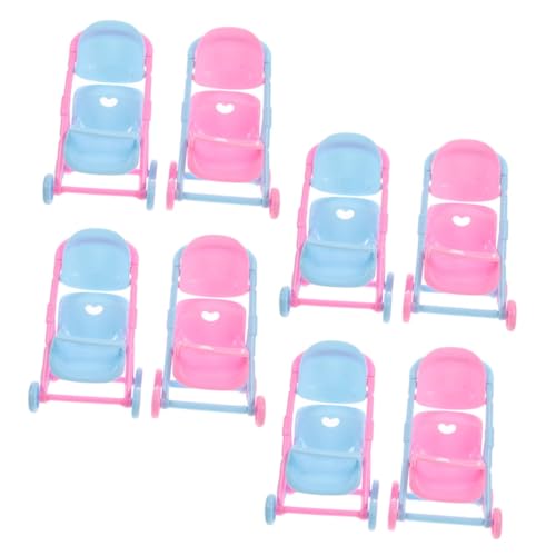 FUNNETOYU 8 Stück Teiliges Miniatur Puppenwagen Leichter Realistischer Kunststoff Puppen-Kinderwagen für Kleinkinder Detailgetreues Rollenspielzubehör Kompakt und Tragbar für Drinnen und von FUNNETOYU
