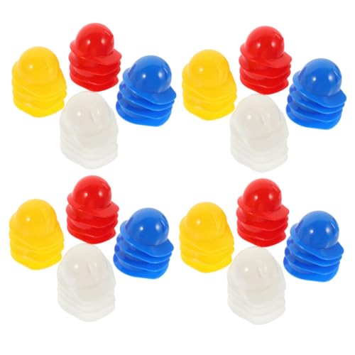 FUNNETOYU 80 Stück Teiliges Mini Sicherheitshelm Kunststoff Robuste Verschleißfeste Bauhelm Modelle Vielseitig für Puppen Haustier deko Party DIY Bastelzubehör in Rot Blau Gelb Weiß von FUNNETOYU