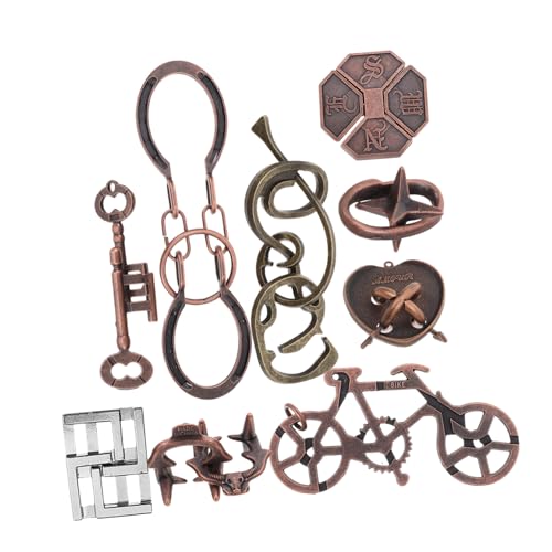 FUNNETOYU 9 Stück Luban-Schlossspielzeug Form Denkrätsel für Erwachsene Geist Puzzlespiel schwierige Rätsel Denksportaufgaben für Erwachsene Puzzle für Erwachsene Zinklegierung von FUNNETOYU