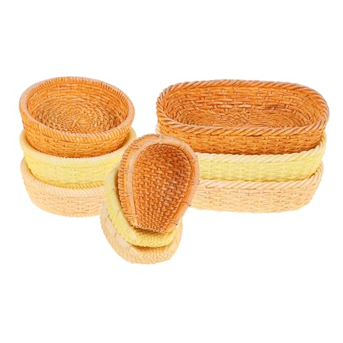 FUNNETOYU 9 Stück Miniatur Puppenhaus Brotkörbe Teiliges Wicker Zubehör für Kreative DIY Mikrolandschaften Kleine Geflochtene Körbe für Puppenhaus Lebensmittel und Dekorationselemente von FUNNETOYU