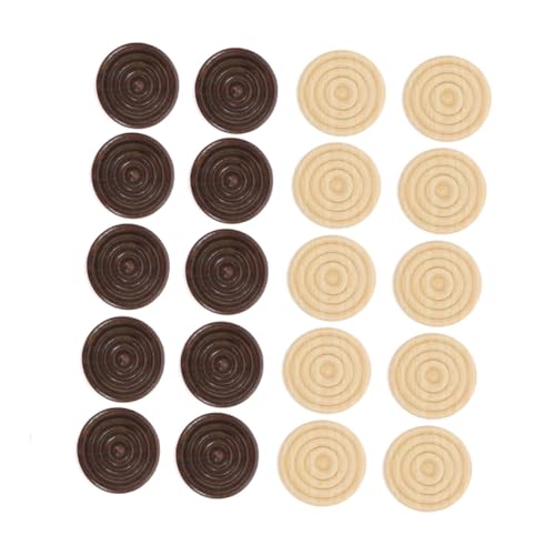 FUNNETOYU 96 Stück Teiliges Holz Schachspiel Zubehör Runde Schachfiguren Glatt Verarbeitete Spielsteine für Brettspiele Langlebig und Hautfreundlich für Reisen von FUNNETOYU