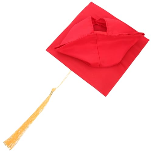 FUNNETOYU Abiturmütze Abschlusskappen basteln Abschlusskappe 2023 Abschlusshüte basteln Hüte für Männer lustige Hüte Stoffhut Cap lustig elastische Abschlusskappen Abschlusshut Polyester rot von FUNNETOYU