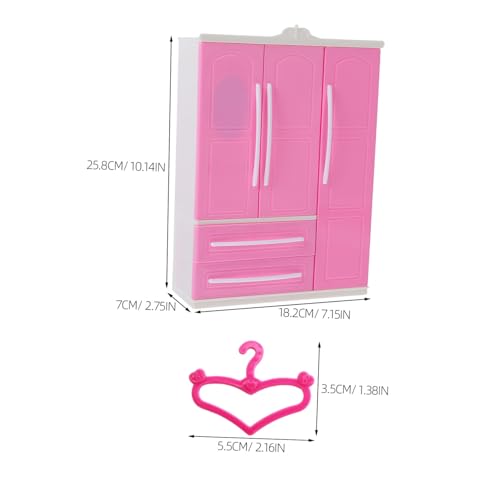 FUNNETOYU Abs Puppenschrank Teiligem Miniatur Kleiderbügeln Dreiseitiger Puppenhaus Schrank aus Dekoratives Möbel für Puppenkleidung und Tiny House Zubehör von FUNNETOYU