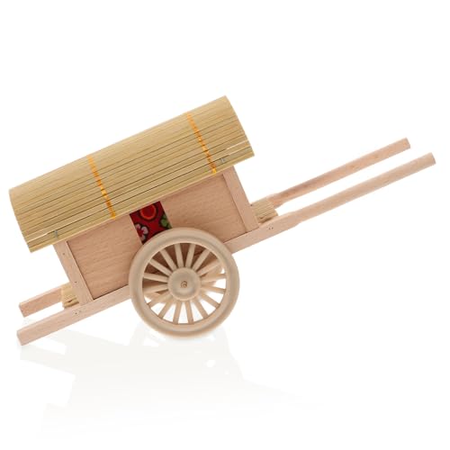 FUNNETOYU Antike Holzkarre Miniatur als Bürodekoration und Schreibtisch Ornament Detailreich Glatt Poliertes Sammlerstück Vielseitiges für Wohnraumgestaltung von FUNNETOYU