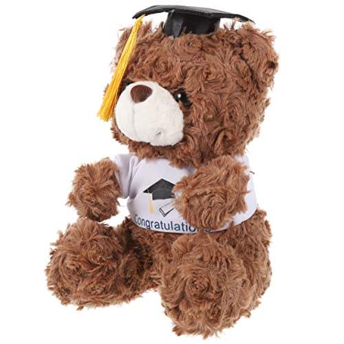 FUNNETOYU Arzt Mütze Graduierung Bär Bärenpuppe Kinderspielzeug Bär Stofftier Kleinkinder Tragen Abschlusspuppe Cartoon-bär-Puppe Kinderpuppenspielzeug Pp Baumwolle Brown von FUNNETOYU
