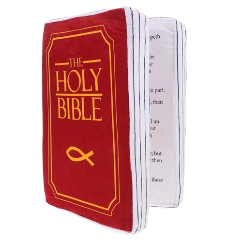 FUNNETOYU Bibel Wurfkissen in Buchform Weiches Plüschkissen Für Schlafzimmerdekoration Kreatives Spielzeugkissen Für Erwachsene Plüsch Bibel Dekokissen in Rot von FUNNETOYU