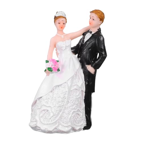 FUNNETOYU Bride And Groom Figurines Hochzeitstorten-dekor Stilvolle Resin Statue für Brautparty Jubiläum Tischdekoration Vielseitig Einsetzbar als Hochzeits Festdeko von FUNNETOYU