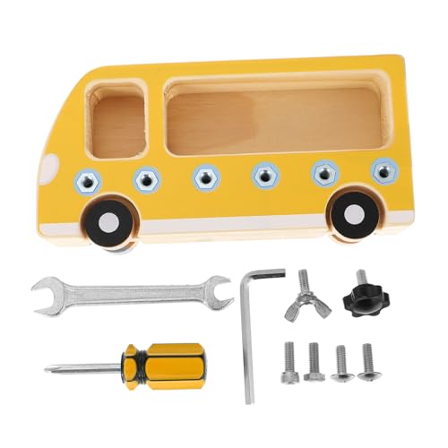 FUNNETOYU Buntes Busförmiges Holz Busyboard mit Schrauben und Muttern für Lernspielzeug Feinmotorik und Farberkennung Geeignet für Innen und Außenbereiche von FUNNETOYU