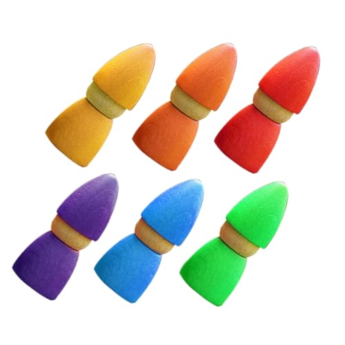 FUNNETOYU Buntes Holzpuppe Lernspielzeug Farbige Erkennungsbausteine Kreatives Montessori Holzspielzeug für Hand Auge Koordination und Kognitiven Fähigkeiten von FUNNETOYU