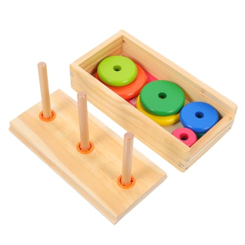 FUNNETOYU Buntes Stapelspielzeug aus Holz für Kleinkinder Lagig Kreatives Ringspiel zur Farb und Formerkennung Interaktives Montessori Lernspielzeug für Ab Jahr von FUNNETOYU