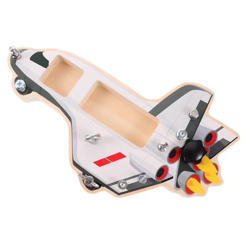 FUNNETOYU Busy Board Holzspielzeug Spaceship Form Interaktives Lernspielzeug Montessori Stil Fördert Kreativität Problemlösung Motorische Fähigkeiten für Jungen Mädchen Ab Jahren von FUNNETOYU