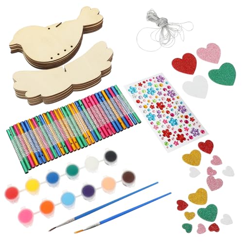 FUNNETOYU DIY Holz Vogel Windspiel Set mit Farben Farbe Schnur Pinsel und Aufkleber Unfertiges Windspiel Bastelset für Garten Balkon Kreatives DIY Windglöckchen Basteln für Erwachsene von FUNNETOYU