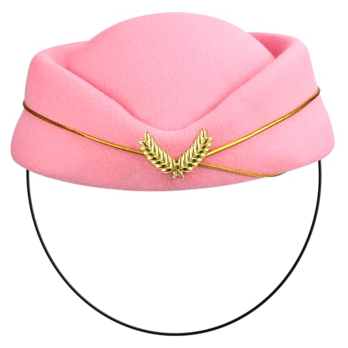 FUNNETOYU Damen Stewardess Hut Elegante Flugbegleiterin Mütze für Cosplay Kostüm Party und Bühnenaufführungen für Airline Themen und Spezielle Anlässe von FUNNETOYU