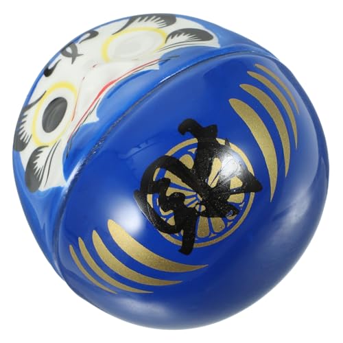 FUNNETOYU Daruma Wackelfigur Keramik Japanische Glückspuppe Tischdekoration Büro Auto Innenraum Deko Blau Kreatives von FUNNETOYU