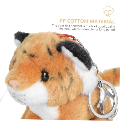 FUNNETOYU Dekorativer Tiger Anhänger Plüschtier Schlüsselanhänger Kuscheltier Rucksackanhänger Kreatives DIY Tiermotiv Gelb Niedlich Kleine Stofffigur von FUNNETOYU