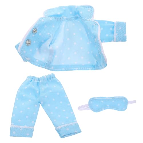 FUNNETOYU Doll Schlafanzug aus Baumwolle Bequeme Nachtwäsche für Bjd Puppen Vielseitige DIY Spielkleidung mit Niedlichem Blau Weißem Punktmuster Verarbeitung Puppen Schlaf und von FUNNETOYU