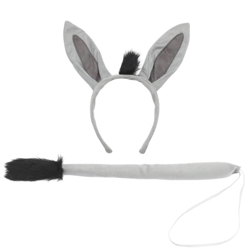 FUNNETOYU Donkey Kostüm für Teiliges Tierkostüm Zubehör mit Esel Haarreif und Langlebiges Cosplay Dress Up Zubehör für Karneval Mottoparty und Fasching von FUNNETOYU
