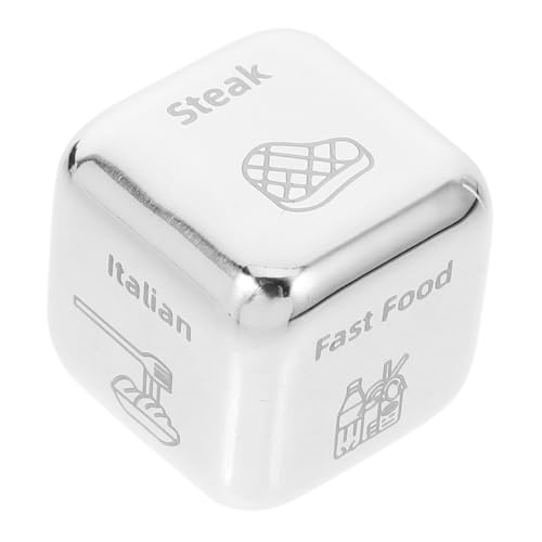 FUNNETOYU Edelstahl Food Decider Dice mit Box Langlebige Tragbare Würfel für Stressfreie Essensentscheidungen Vielseitig für Zuhause Party und Unterwegs Leicht zu Reinigen Kreatives von FUNNETOYU