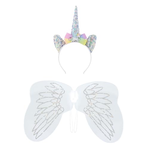 FUNNETOYU Einhorn Kostüm Set mit Elastischem Haarreif und Flauschigen Flügeln Vielseitig für Party Geburtstag Maskerade Zauberhafte Verkleidung für Mädchen und Jungen FUNNETOYU Einhorn Kostüm Set mit Elastischem Haarreif und Flauschigen Flügeln Vielseitig für Party Geburtstag Maskerade Zauberhafte Verkleidung für Mädchen und Jungen von FUNNETOYU