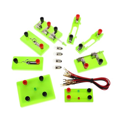 FUNNETOYU Elektrischer Experimentiersatz Elektrosatz Elektrizität Entdeckung Schaltung Lernset Für Stromkreise Physik Elektronisch Wissenschafts-kit Schaltungen Bausatz Bausätze Metall Green von FUNNETOYU