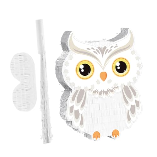 FUNNETOYU Eulen Piñata Waldtier mit und Augenbinde Robustes Partyspiel für Kindergeburtstag Vielseitige Dschungel und Halloween Dekoration Sicher und Langlebig für Drinnen und Draußen von FUNNETOYU