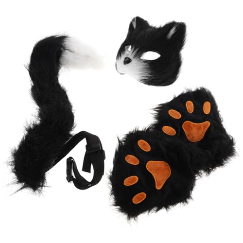 FUNNETOYU Flauschige Tier Halbgesichtsmaske aus Kunstpelz Leichte Halloween Maske mit Elastischem Band Komfortabel und Auffällig für Karneval Maskerade und Cosplay Partys von FUNNETOYU