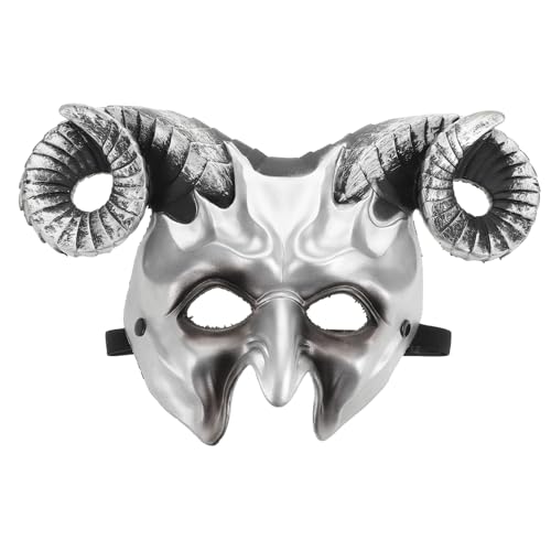 FUNNETOYU Foto -Requisiten Kostüme Tiermaske Maske aus Ochsenhorn Cosplay-Maske Ziege halloween dekoration halloween-dekoration Dekorative Maske Maskerade Dekorationen Plastik Silver von FUNNETOYU