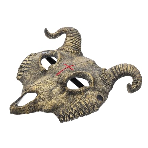 FUNNETOYU Goldene Tierkopf Maske für Erwachsene Halloween Animal Mask mit Feinen Details Atmungsaktive PU Ziegenkopf Maske für Kostüm und Maskenball Vielseitig für Party Cosplay Festival von FUNNETOYU