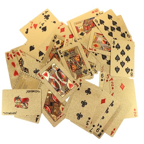 FUNNETOYU Goldene wasserdichte Pokerkarten aus Professionelle Tragbare Spielkarten Trickfestes Kartenspiel für Familie Party und Spieltisch Leicht und Langlebig von FUNNETOYU