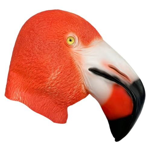 FUNNETOYU Halloween Flamingo Maske Vollkopf Tierkopf Maskerade Partykostüm Atmungsaktiv Sichtfenster für Erwachsene Cosplay Ball Fasching von FUNNETOYU