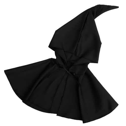 FUNNETOYU Halloween Umhang mit Kapuze Schwarz Verschleißfestes Cape für Cosplay Halloween Kostüm Requisite Dekorativer Umhang für Party Rollenspiel und Maskerade von FUNNETOYU