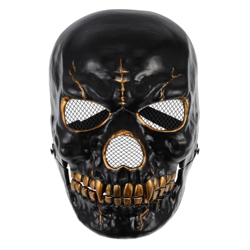 FUNNETOYU Halloween Vollgesichtsmaske Skull Maske aus Hochwertigem Kunststoff Beweglicher Mund Gruseliges Schädel Design für Halloween Kostüm Party Cosplay und Festival für Erwachsene von FUNNETOYU