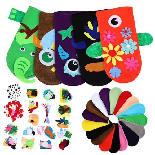 FUNNETOYU Handpuppen Bastelset Filz Handpuppen DIY Kreatives Puppen mit Pompoms Augen für Rollenspiel und Geschichtenerzählen Werkzeugkit von FUNNETOYU