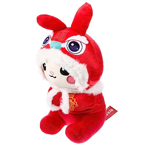 FUNNETOYU Hasenpuppe Dekorationsspielzeug Für Das Neue Jahr Hasen Stofftiere Jahr Der Hasen-Maskottchen-Puppe Ausgestopftes Hasenspielzeug Entzückendes Häschendekor Tier Stofftier Plüsch von FUNNETOYU