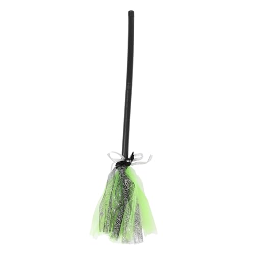 FUNNETOYU Hexenbesen Cosplay Halloween Kostümzubehör Abnehmbar Silber Grün Zweiteilig für Verkleidung und Party von FUNNETOYU