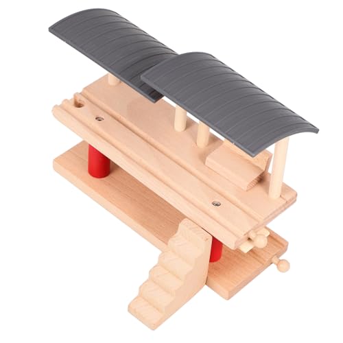 FUNNETOYU Holz Doppelstock Bahnsteig DIY Zugschienen Plattform Kompatibel mit Holzeisenbahn Zügen Robustes Holzmaterial Detailreich für Bahnspielsets von FUNNETOYU
