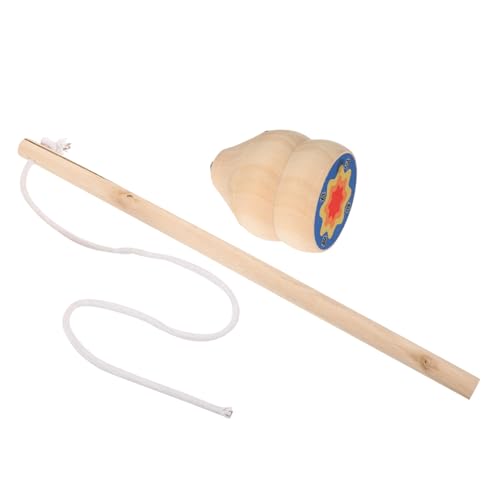 FUNNETOYU Holz Gyro Traditioneller Chinesischer Drehbarer mit Peitschenseil Kleine Outdoor Holzspielzeuge für Erwachsene Fördert Hand Auge Koordination und Motorische Zufällige Farbe von FUNNETOYU