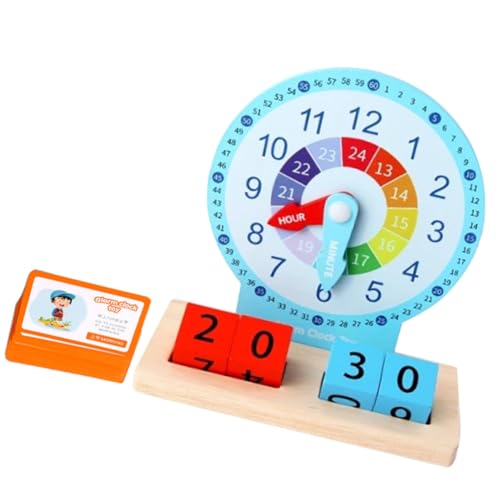 FUNNETOYU Holz Lernuhr für Bunten Zahlen Fördert Zeitverständnis Hand Auge koordination und Kognitive Entwicklung Pädagogisches Holzspielzeug für Vorschulkinder und Grundschüler von FUNNETOYU