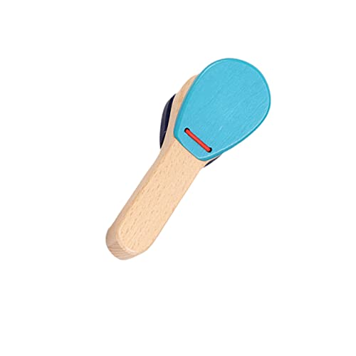 FUNNETOYU Holz Musikinstrument Langgriff Castagnetten Lernspielzeug Klangspiel Rhythmusfördernd Blau von FUNNETOYU