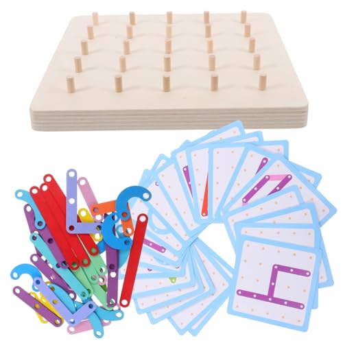 FUNNETOYU Holz Nagelbrett Lernspielzeug für Montessori Geoboard mit Zahlen und Buchstaben Fördert Kognitive Fähigkeiten Hand Auge Koordination und Kreatives Lernen Pädagogisches von FUNNETOYU