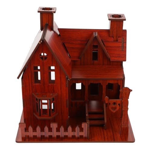 FUNNETOYU Holz Puzzle Haus Modellbau DIY Bausatz Kreatives Lernspielzeug für Erwachsene Hand Auge Koordination Fördernd ohne Kleber Geschenkidee für Geburtstag Weihnachten von FUNNETOYU