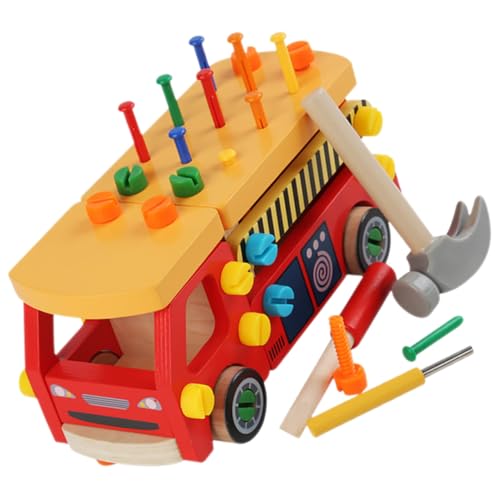 FUNNETOYU Holz Werkzeugkoffer Set Buntes Montessori Lernspielzeug zum Schrauben und Montieren für Jungen und Mädchen Pädagogisches Motorik und Problemlösung von FUNNETOYU