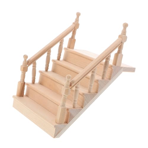 FUNNETOYU Holzpuppenhausmöbel Miniatur Miniatur Holz Treppe Dollhouse Accessoires Miniaturtreppe Für Miniatur -Szene Model Handwerksprojekte von FUNNETOYU