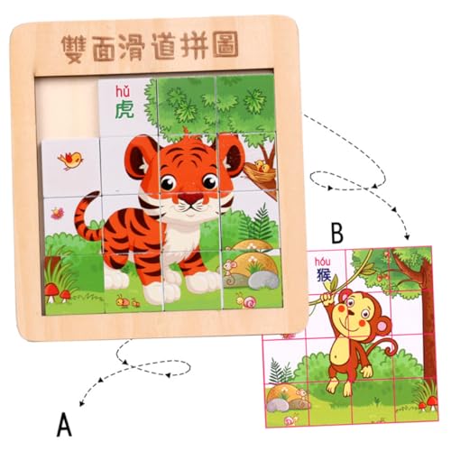 FUNNETOYU Holzpuzzle Finger Slide Puzzle Lernspielzeug aus Holz Bausteine für Jungen Mädchen Pädagogisches Langlebig Sicher Spielerisch Fördern Kreativität und Feinmotorik von FUNNETOYU