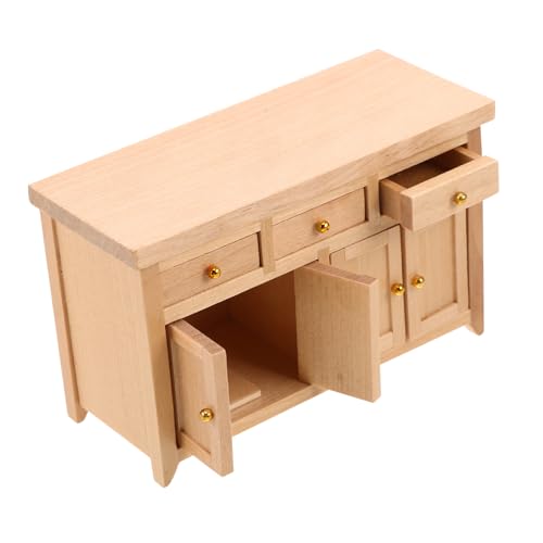 FUNNETOYU Holzschrank aus Birke Unbemalter Micro Szene Aufbewahrungsschrank Platzsparendes Design für Puppenhaus Wohnzimmer und Küchen Dekoration von FUNNETOYU
