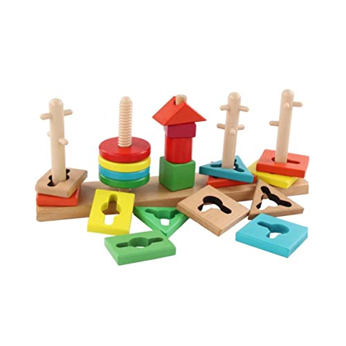 FUNNETOYU Holzspielzeug Bunte Lernblöcke Montessori Steckspiel für Farbsortierung Feinmotorik und Logisches Pädagogisches Bauspielzeug von FUNNETOYU