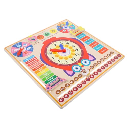 FUNNETOYU Holzspielzeug Lernuhr Eulenform Lernspielzeug Kalender Jahreszeiten Wetter Erkennen Pädagogisch für Kleinkinder und Vorschulkinder zur Spielerischen Jahresuhr-erziehung von FUNNETOYU
