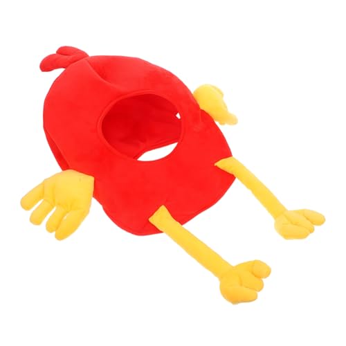 FUNNETOYU Hühnerkopfbedeckung Hähnchen-cosplay-hut Party Aufblasbares Hühnerkostüm Aus Hühnerhüte Hey Für Schnabel Hühnerstirnband Halloween Hühnerhaar-accessoires Henne Hoch Rot Stoff von FUNNETOYU